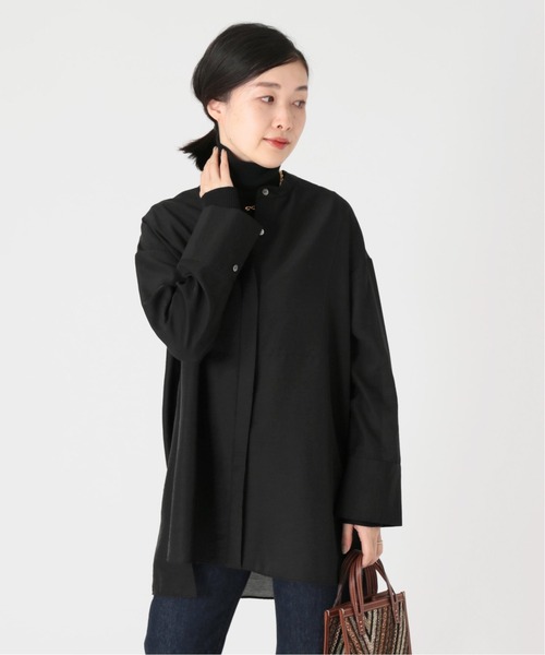 journal standard L'essage（ジャーナルスタンダードレサージュ）の「《追加》シアー/ストライプ バンドカラー シャツ◆2（シャツ/ブラウス・レディース・ブラック/ネイビー・FREE）」の2枚目の写真