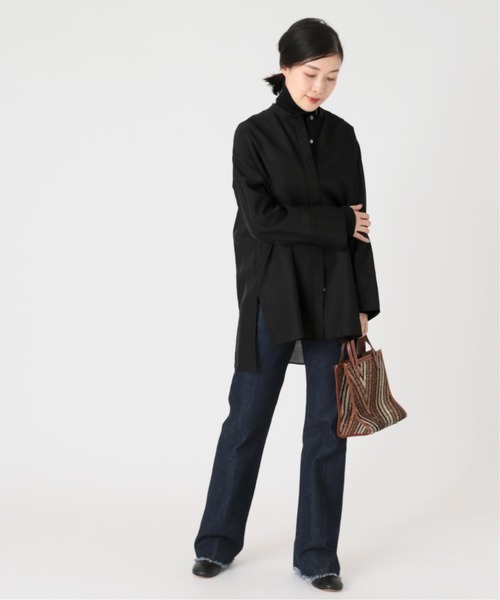 journal standard L'essage（ジャーナルスタンダードレサージュ）の「《追加》シアー/ストライプ バンドカラー シャツ◆2（シャツ/ブラウス・レディース・ブラック/ネイビー・FREE）」の13枚目の写真