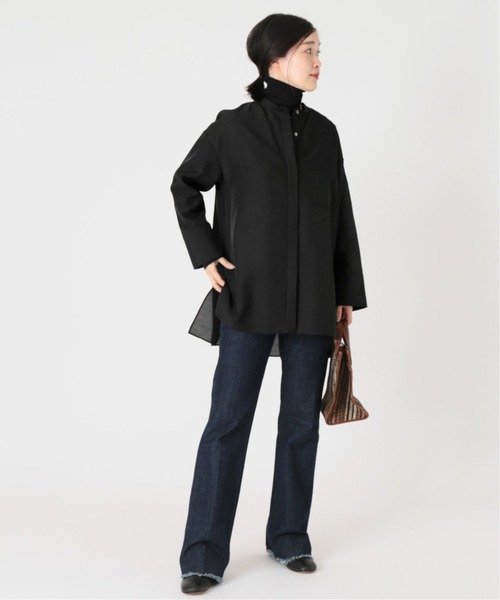 journal standard L'essage（ジャーナルスタンダードレサージュ）の「《追加》シアー/ストライプ バンドカラー シャツ◆2（シャツ/ブラウス・レディース・ブラック/ネイビー・FREE）」の6枚目の写真