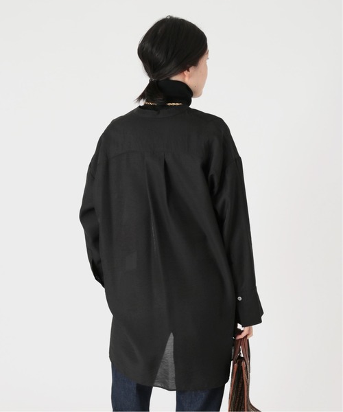 journal standard L'essage（ジャーナルスタンダードレサージュ）の「《追加》シアー/ストライプ バンドカラー シャツ◆2（シャツ/ブラウス・レディース・ブラック/ネイビー・FREE）」の3枚目の写真