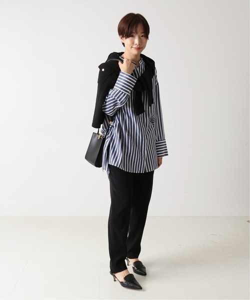 journal standard L'essage（ジャーナルスタンダードレサージュ）の「《追加》シアー/ストライプ バンドカラー シャツ◆2（シャツ/ブラウス・レディース・ブラック/ネイビー・FREE）」の17枚目の写真
