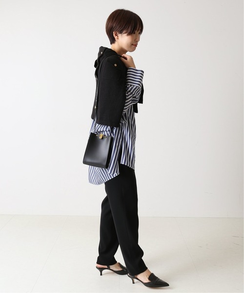 journal standard L'essage（ジャーナルスタンダードレサージュ）の「《追加》シアー/ストライプ バンドカラー シャツ◆2（シャツ/ブラウス・レディース・ブラック/ネイビー・FREE）」の14枚目の写真