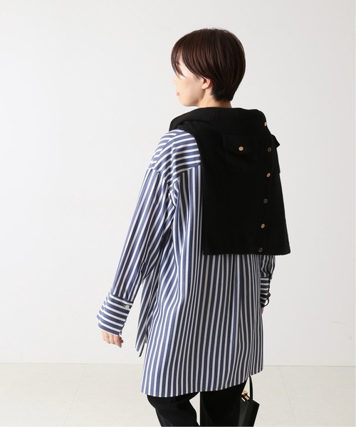 journal standard L'essage（ジャーナルスタンダードレサージュ）の「《追加》シアー/ストライプ バンドカラー シャツ◆2（シャツ/ブラウス・レディース・ブラック/ネイビー・FREE）」の21枚目の写真