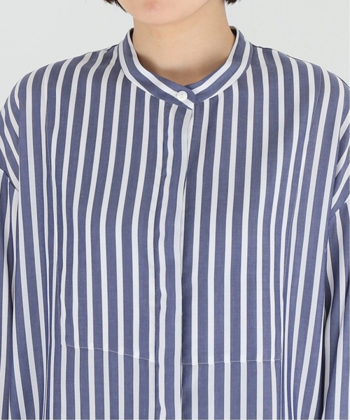 journal standard L'essage（ジャーナルスタンダードレサージュ）の「《追加》シアー/ストライプ バンドカラー シャツ◆2（シャツ/ブラウス・レディース・ブラック/ネイビー・FREE）」の8枚目の写真