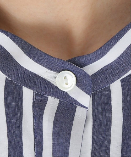 journal standard L'essage（ジャーナルスタンダードレサージュ）の「《追加》シアー/ストライプ バンドカラー シャツ◆2（シャツ/ブラウス・レディース・ブラック/ネイビー・FREE）」の12枚目の写真