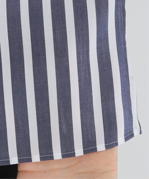 journal standard L'essage（ジャーナルスタンダードレサージュ）の「《追加》シアー/ストライプ バンドカラー シャツ◆2（シャツ/ブラウス・レディース・ブラック/ネイビー・FREE）」の9枚目の写真