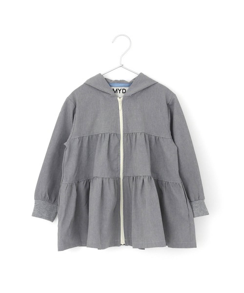 MAKE YOUR DAY(メイクユアデイ)の「ティアードフーディ■80~140cm(ナイロンジャケット・キッズ・ミント/グレー/ベージュ・120/110/100/90/140/130/80)」の1枚目の写真