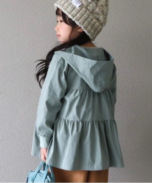 MAKE YOUR DAY(メイクユアデイ)の「ティアードフーディ■80~140cm(ナイロンジャケット・キッズ・ミント/グレー/ベージュ・120/110/100/90/140/130/80)」の3枚目の写真