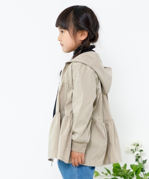 MAKE YOUR DAY(メイクユアデイ)の「ティアードフーディ■80~140cm(ナイロンジャケット・キッズ・ミント/グレー/ベージュ・120/110/100/90/140/130/80)」の4枚目の写真