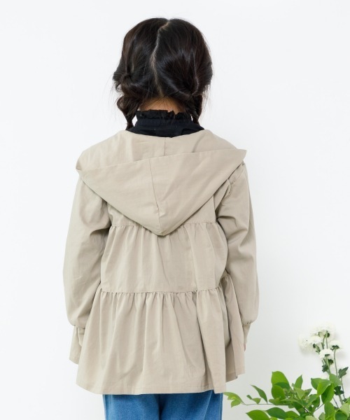 MAKE YOUR DAY(メイクユアデイ)の「ティアードフーディ■80~140cm(ナイロンジャケット・キッズ・ミント/グレー/ベージュ・120/110/100/90/140/130/80)」の5枚目の写真