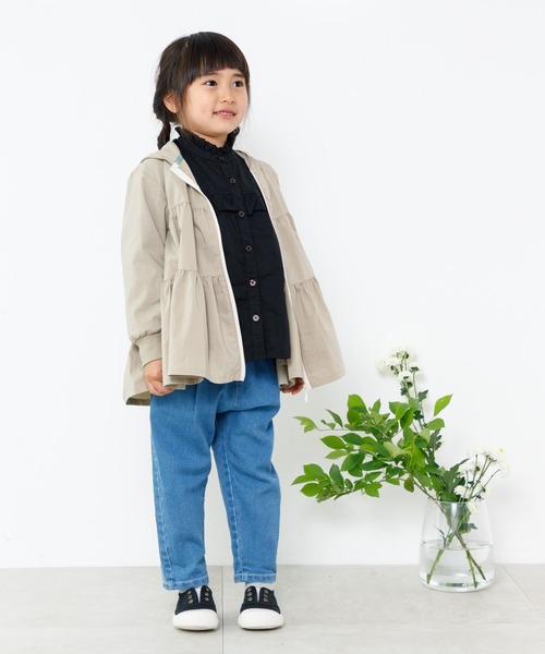 MAKE YOUR DAY(メイクユアデイ)の「ティアードフーディ■80~140cm(ナイロンジャケット・キッズ・ミント/グレー/ベージュ・120/110/100/90/140/130/80)」の6枚目の写真