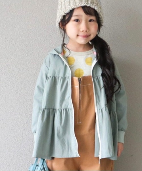 MAKE YOUR DAY(メイクユアデイ)の「ティアードフーディ■80~140cm(ナイロンジャケット・キッズ・ミント/グレー/ベージュ・120/110/100/90/140/130/80)」の17枚目の写真