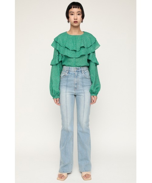 SLY(スライ)の「ROLF PIN TUCK FLARE-C ピンタック フレア デニムパンツ(デニムパンツ・レディース・ライトブルー・24inch/25inch/26inch/23inch)」の3枚目の写真