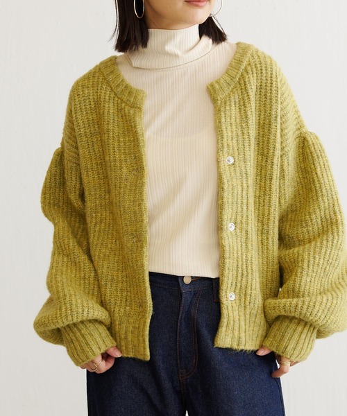 BONbazaar（ボンバザール）の「ざっくりMIXヤーンぽよん袖カーデ（カーディガン/ボレロ・レディース・アイボリー/グリーン系その他/ブルー系その他・FREE）」の2枚目の写真