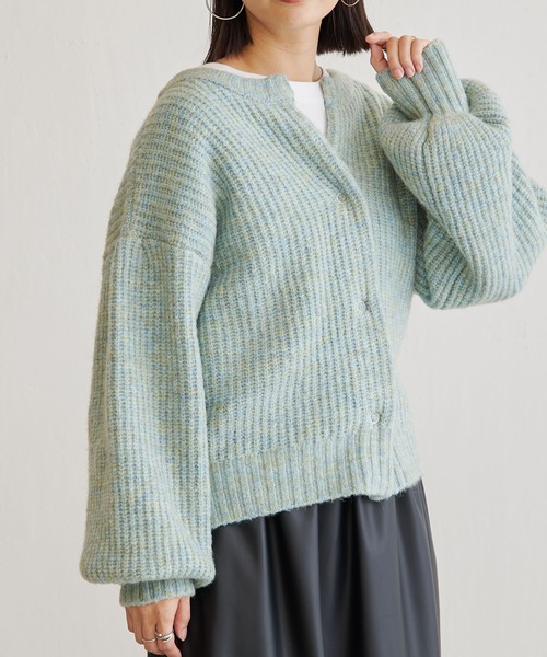 BONbazaar（ボンバザール）の「ざっくりMIXヤーンぽよん袖カーデ（カーディガン/ボレロ・レディース・アイボリー/グリーン系その他/ブルー系その他・FREE）」の3枚目の写真