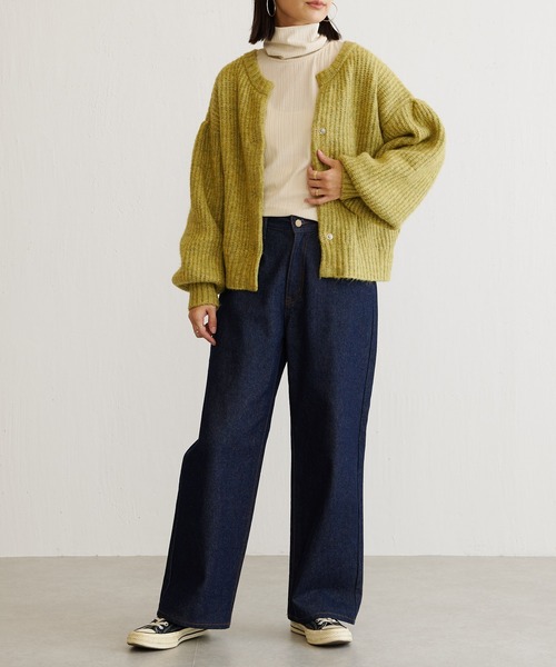 BONbazaar（ボンバザール）の「ざっくりMIXヤーンぽよん袖カーデ（カーディガン/ボレロ・レディース・アイボリー/グリーン系その他/ブルー系その他・FREE）」の4枚目の写真