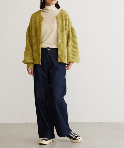 BONbazaar（ボンバザール）の「ざっくりMIXヤーンぽよん袖カーデ（カーディガン/ボレロ・レディース・アイボリー/グリーン系その他/ブルー系その他・FREE）」の5枚目の写真