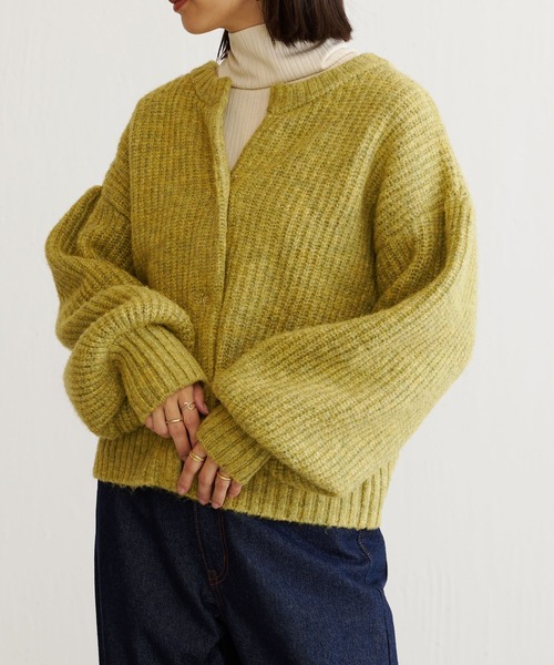 BONbazaar（ボンバザール）の「ざっくりMIXヤーンぽよん袖カーデ（カーディガン/ボレロ・レディース・アイボリー/グリーン系その他/ブルー系その他・FREE）」の14枚目の写真