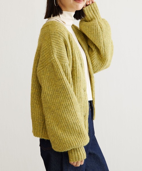 BONbazaar（ボンバザール）の「ざっくりMIXヤーンぽよん袖カーデ（カーディガン/ボレロ・レディース・アイボリー/グリーン系その他/ブルー系その他・FREE）」の12枚目の写真