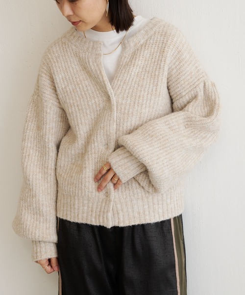 BONbazaar（ボンバザール）の「ざっくりMIXヤーンぽよん袖カーデ（カーディガン/ボレロ・レディース・アイボリー/グリーン系その他/ブルー系その他・FREE）」の15枚目の写真