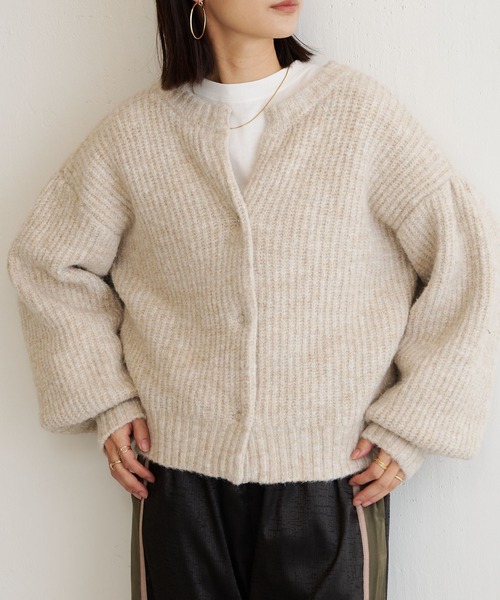 BONbazaar（ボンバザール）の「ざっくりMIXヤーンぽよん袖カーデ（カーディガン/ボレロ・レディース・アイボリー/グリーン系その他/ブルー系その他・FREE）」の16枚目の写真