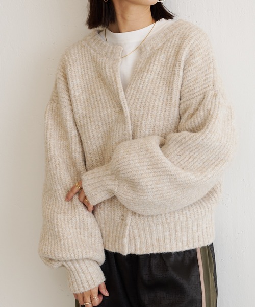 BONbazaar（ボンバザール）の「ざっくりMIXヤーンぽよん袖カーデ（カーディガン/ボレロ・レディース・アイボリー/グリーン系その他/ブルー系その他・FREE）」の19枚目の写真