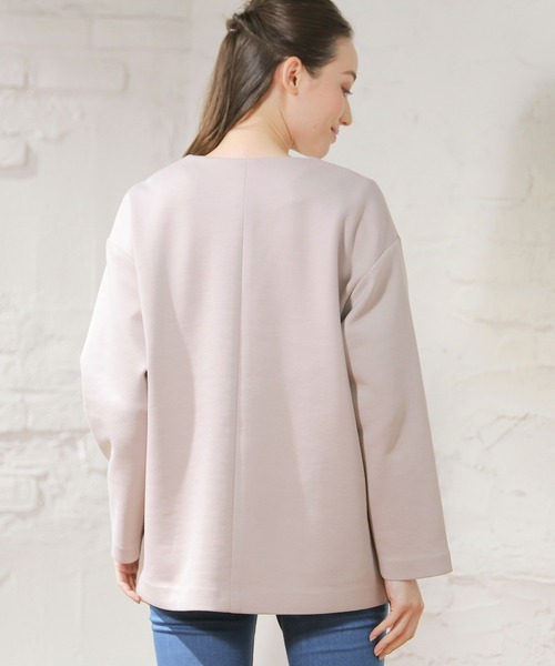 Honeys（ハニーズ）の「カラーレスハーフコート（ノーカラーコート・レディース・ネイビー/ピンクベージュ/ピンク系その他/グレイッシュベージュ・LL/S/M/L）」の13枚目の写真