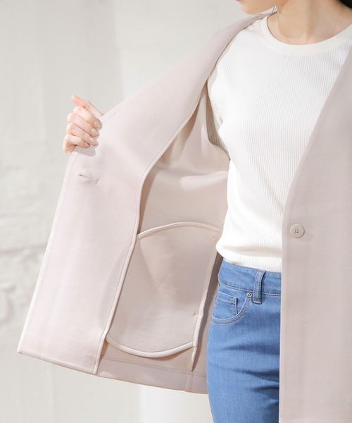 Honeys（ハニーズ）の「カラーレスハーフコート（ノーカラーコート・レディース・ネイビー/ピンクベージュ/ピンク系その他/グレイッシュベージュ・LL/S/M/L）」の16枚目の写真