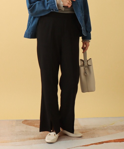 libelle more(リベル モア)の「カットジョーゼット センタースリットフレアパンツ(その他パンツ・レディース・ブラック/モカ/ラベンダー・M)」の2枚目の写真