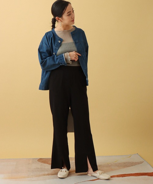 libelle more(リベル モア)の「カットジョーゼット センタースリットフレアパンツ(その他パンツ・レディース・ブラック/モカ/ラベンダー・M)」の4枚目の写真