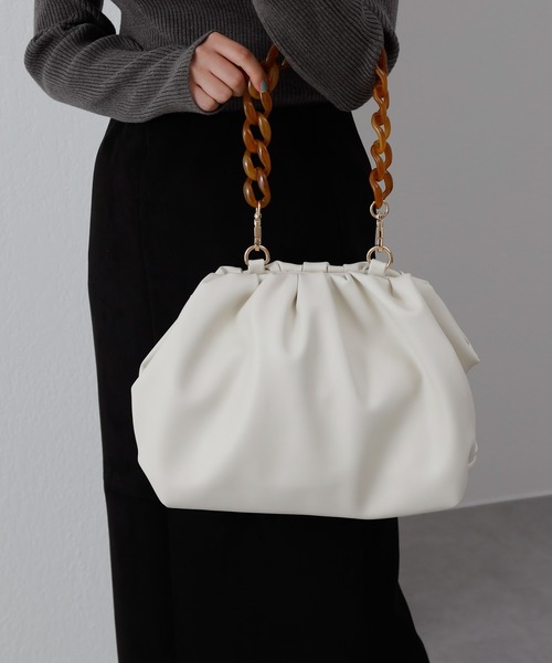 COLONY 2139（コロニートゥーワンスリーナイン）の「べっ甲ハンドルチェーンタックバッグ（ショルダーバッグ・レディース・ブラック/アイボリー・FREE）」の21枚目の写真