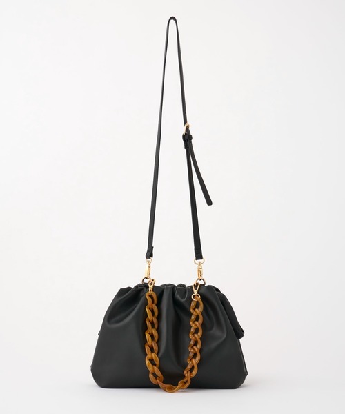 COLONY 2139（コロニートゥーワンスリーナイン）の「べっ甲ハンドルチェーンタックバッグ（ショルダーバッグ・レディース・ブラック/アイボリー・FREE）」の6枚目の写真