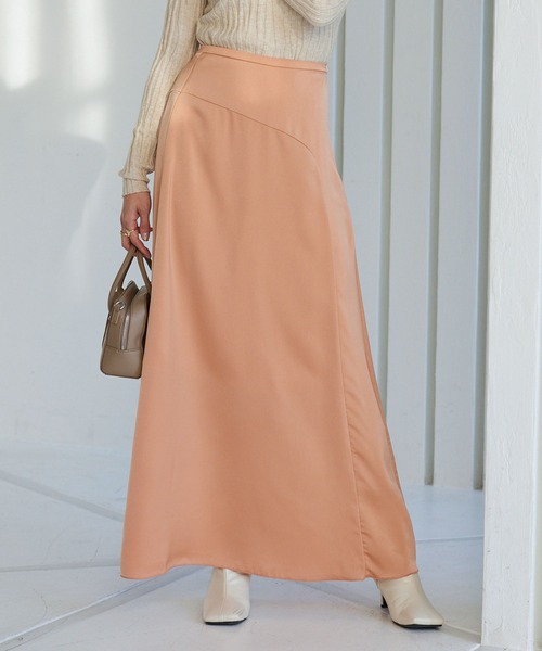 KOBE LETTUCE(コウベレタス)の「シェルポイント切替えサテンスカート(スカート・レディース・アイボリー/ミント/オレンジ系・FREE)」の9枚目の写真