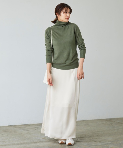 KOBE LETTUCE(コウベレタス)の「シェルポイント切替えサテンスカート(スカート・レディース・アイボリー/ミント/オレンジ系・FREE)」の8枚目の写真