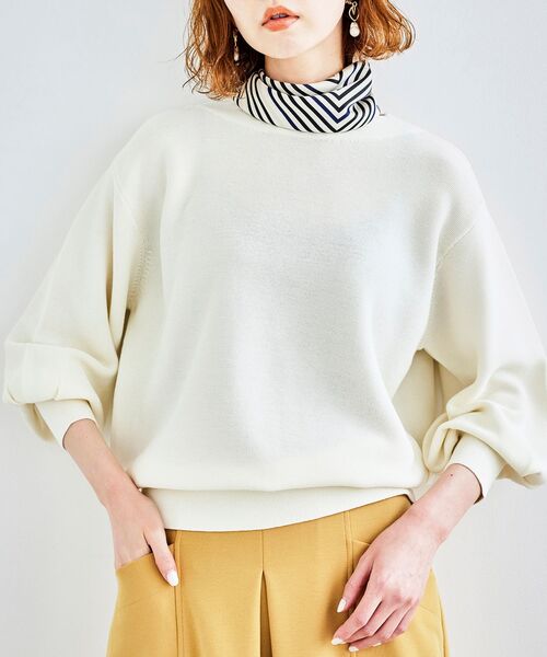 le.coeur blanc（ルクールブラン）の「ガーター編みコクーンスリーブニットプルオーバー（ニット/セーター・レディース・アイボリー/ホワイト系その他/ブルー/ブラック・38）」の2枚目の写真