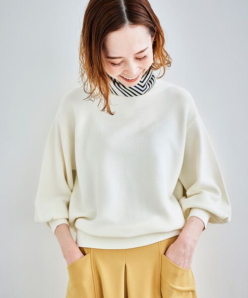 le.coeur blanc（ルクールブラン）の「ガーター編みコクーンスリーブニットプルオーバー（ニット/セーター・レディース・アイボリー/ホワイト系その他/ブルー/ブラック・38）」の5枚目の写真