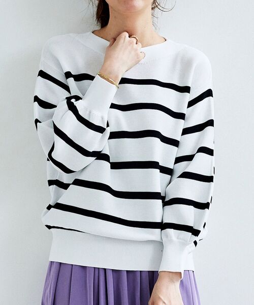 le.coeur blanc（ルクールブラン）の「ガーター編みコクーンスリーブニットプルオーバー（ニット/セーター・レディース・アイボリー/ホワイト系その他/ブルー/ブラック・38）」の14枚目の写真