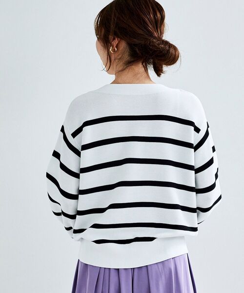 le.coeur blanc（ルクールブラン）の「ガーター編みコクーンスリーブニットプルオーバー（ニット/セーター・レディース・アイボリー/ホワイト系その他/ブルー/ブラック・38）」の15枚目の写真