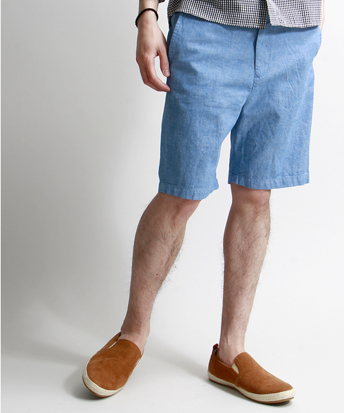 WEGO(ウィゴー)の「WEGO/フレンチリネン混ショーツ(その他パンツ・メンズ・ホワイト/ブルー/サックスブルー/ネイビー/イエロー/レッド系その他・MEDIUM/LARGE)」の4枚目の写真