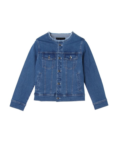 YECCA VECCA（イェッカヴェッカ）の「ノーカラーGジャン　＊◆（デニムジャケット・レディース・インディゴブルー/ライトインディゴブルー・S/M）」の9枚目の写真