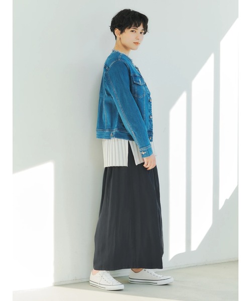 YECCA VECCA（イェッカヴェッカ）の「ノーカラーGジャン　＊◆（デニムジャケット・レディース・インディゴブルー/ライトインディゴブルー・S/M）」の15枚目の写真