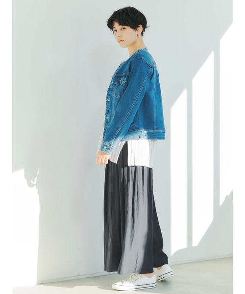 YECCA VECCA（イェッカヴェッカ）の「ノーカラーGジャン　＊◆（デニムジャケット・レディース・インディゴブルー/ライトインディゴブルー・S/M）」の17枚目の写真