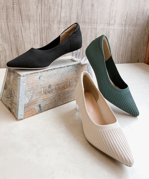 Noubel Voug Relax（ヌーベルヴォーグリラックス）の「クリアヒール ニット パンプス（パンプス・レディース・ブラック/グリーン/アイボリー/パープル・LL/S/M/L）」の21枚目の写真