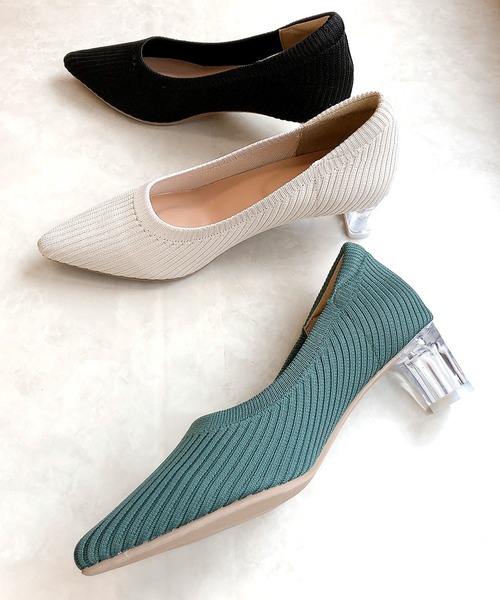 タイムセール!! 新品 UNITED NUDE クリアヒール パンプス セール】クリアヒール ニット パンプス（パンプス）｜Noubel