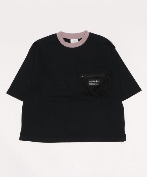 GROOVY COLORS(グルービーカラーズ)の「天竺 ワイドシルエット ポケット Tシャツ(Tシャツ/カットソー・キッズ・ホワイト/ピンク/ブラック・140/130)」の2枚目の写真