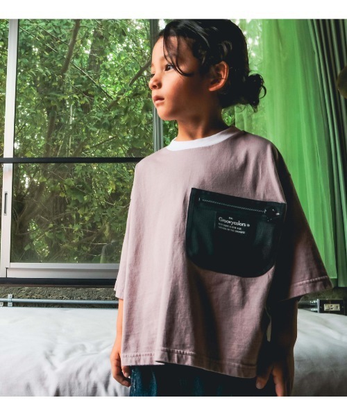 GROOVY COLORS(グルービーカラーズ)の「天竺 ワイドシルエット ポケット Tシャツ(Tシャツ/カットソー・キッズ・ホワイト/ピンク/ブラック・140/130)」の3枚目の写真