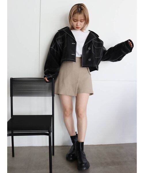 MURUA(ムルーア)の「パウダーツイルラップキュロット【セットアップ着用可能】(その他パンツ・レディース・ブラック/ベージュ/ブラウン/その他1・1/2)」の21枚目の写真