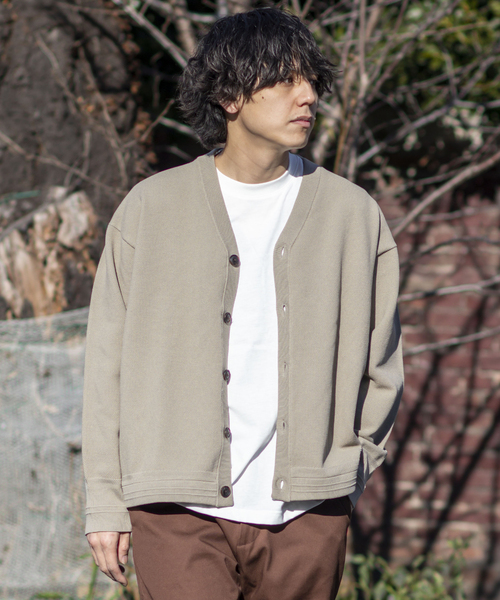 B.C STOCK(ベーセーストック)の「POLYESTER 2INSET カーディガン(カーディガン/ボレロ・メンズ・チャコールグレー/ベージュ/ネイビー/グリーン/ブルー系その他・MEDIUM/LARGE)」の2枚目の写真