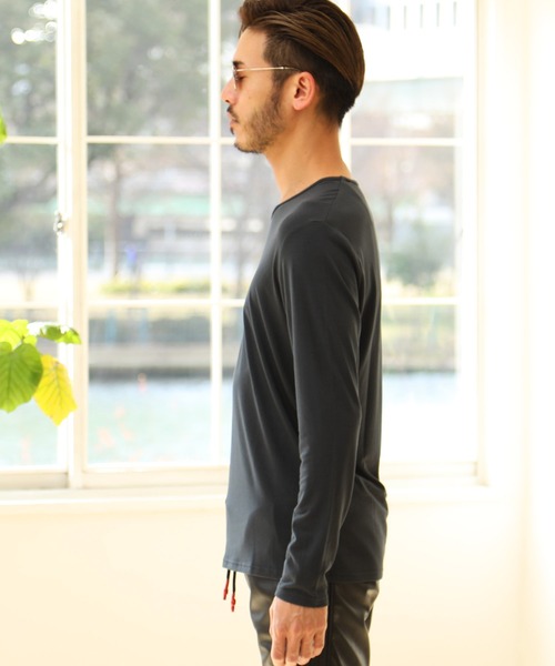 roshell(ロシェル)の「ストレッチUネック無地長袖Tシャツ(Tシャツ/カットソー・メンズ・ホワイト/チャコールグレー/ブラック/ネイビー・SMALL/MEDIUM/LARGE/X-LARGE/XX-LARGE)」の18枚目の写真