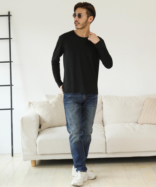 roshell(ロシェル)の「ストレッチUネック無地長袖Tシャツ(Tシャツ/カットソー・メンズ・ホワイト/チャコールグレー/ブラック/ネイビー・SMALL/MEDIUM/LARGE/X-LARGE/XX-LARGE)」の12枚目の写真